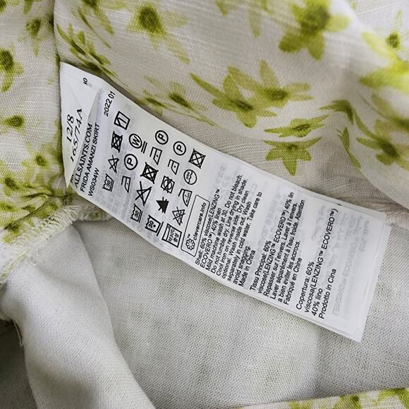 NWT All Saints Frida Amanzi Ditsy Floral Flowy Mini Skort Lime Green 8 - Picture 11 of 12